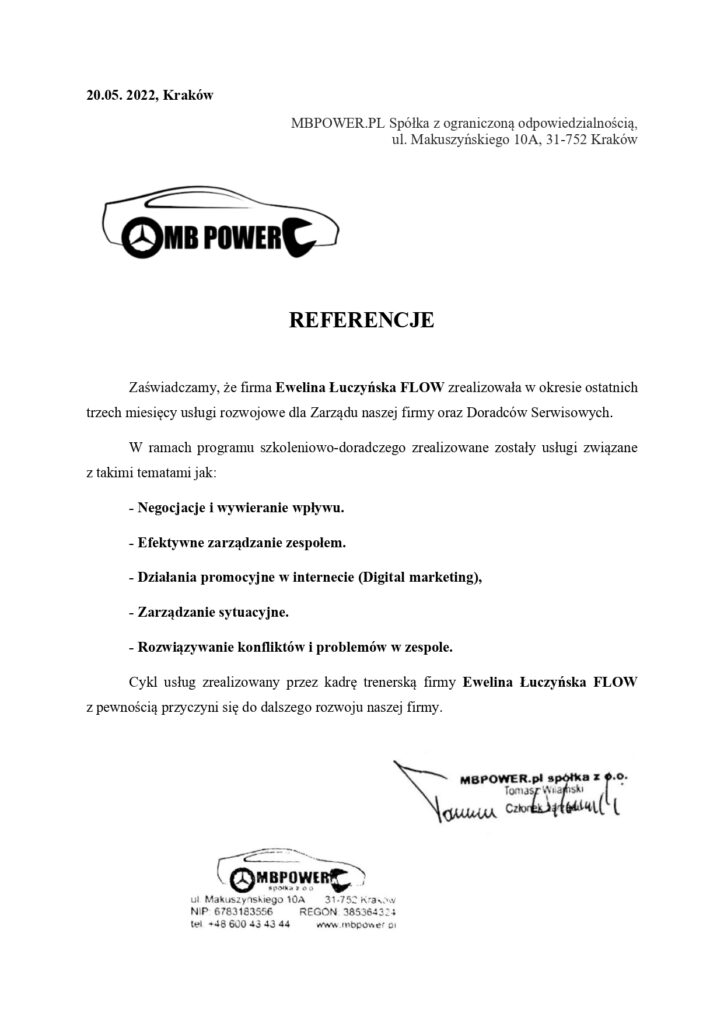 Rekomendacje MBPower